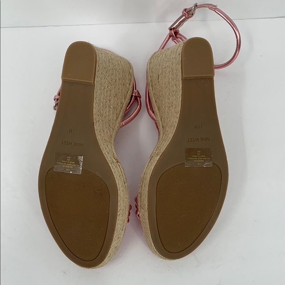 Nine West Hipsta Espadrille wedge platform sandals strappy shoe metallic pink 11 - Picture 6 of 6